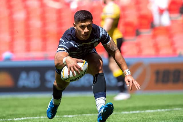 Four-some: Fa'amanu Brown scores Rovers' fourth try at Wembley.
Picture Bruce Rollinson
