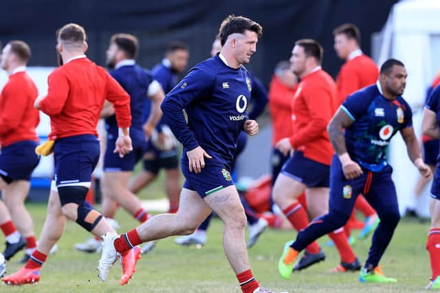 Tom Curry sprints during the British & Irish Lions training session held at Hermanus High School on July 20, 2021 in Hermanus, South Africa. (Photo by David Rogers/Getty Images)