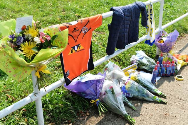 Tributes left for Caden Taylor in Knottingley.