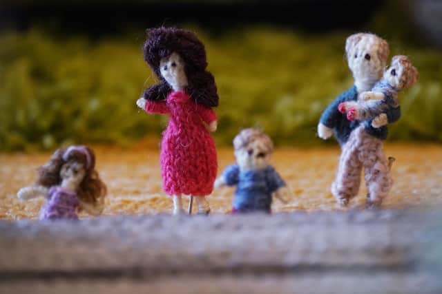 The model included a knitted version of the Duke and Duchess of Cambridge with their children