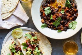 Black bean tacos from Linda McCartney’s Family Kitchen: Over 90 plant-based recipes to save the planet and nourish the soul by Linda, Paul, Mary and Stella McCartney Picture: Stella, Paul and Mary McCartney © Mary McCartney/Seven Dials/PA.