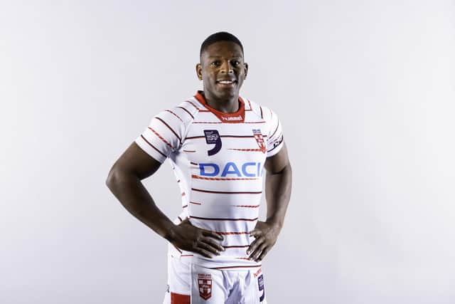 If the shirt fits: Jermaine McGilvary in Englabnd colours.