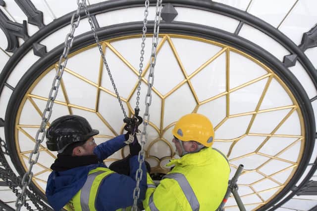 Big Ben clock face being restored