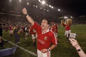 28 Jun 1997:  John Bentley of the British Lions celebrates victory in the second test match against South Africa at Kings Park in Durban, South Africa. The British Lions won 15-18 and secured the series win. Picture: Alex Livesey /Allsport