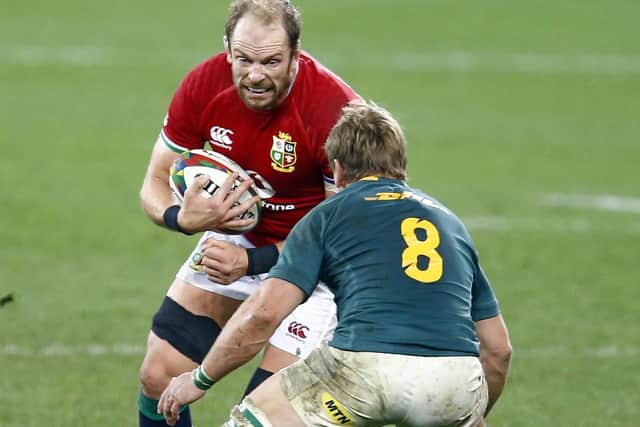 Captain Fantastic: Lions' Alun Wyn Jones runs at Kwagga Smith of South Africa. Picture: Steve Haag/PA Wire.