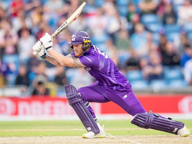 OPPONENT: Northern Superchargers's Ben Stokes drives through the covers against the Welsh Fire at HEadingley on Saturday. Picture by Allan McKenzie/SWpix.com