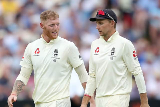 TOGETHER AGAIN SOON: Ben Stokes (left) and Joe Root on Test duty at Edgbaston during the Ashes back in 2019. Picture: Nick Potts/PA