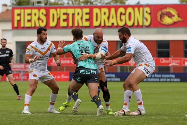 Action from Saturday's Super League clash between Catalans Dragons and Hull KR. Picture by Laurent Selles/Catalans Dragons via SWpix.com