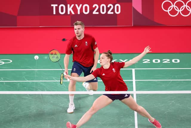 Marcus Ellis and Lauren Smith compete against Canada's Joshua Hurlburt-Yu and Josephine Wu on day two at Musashino Forest Sport Plaza. Picture: Lintao Zhang/Getty Images