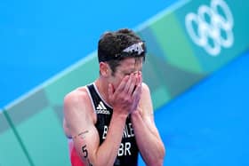 Leeds's own Jonny Brownlee after finishing fifth in the Men's Triathlon at the Odaiba Marine Park. PIC: Martin Rickett/PA Wire