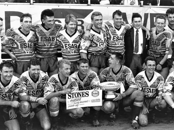 David Fell, front row second from left, in an image posted by former club Salford Red Devils