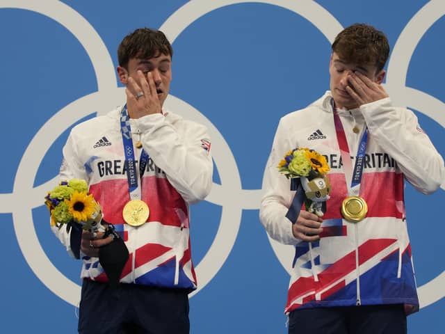 Tears of joy as Matty Lee and Tom Daley celebrated their synchronised diving gold medal.