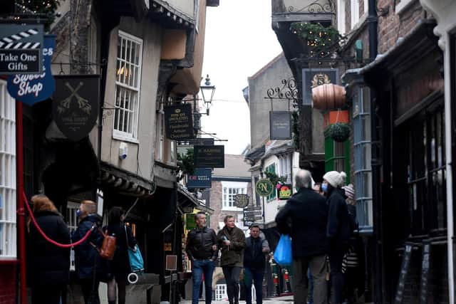 Shoppers on The Shambles in York