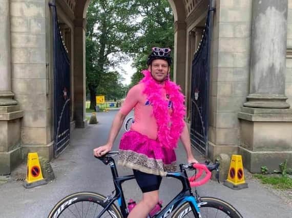 Alex Ingham, 47, was aiming to ride 190km on Saturday to raise money for British cancer charities but he crashed just outside Otley