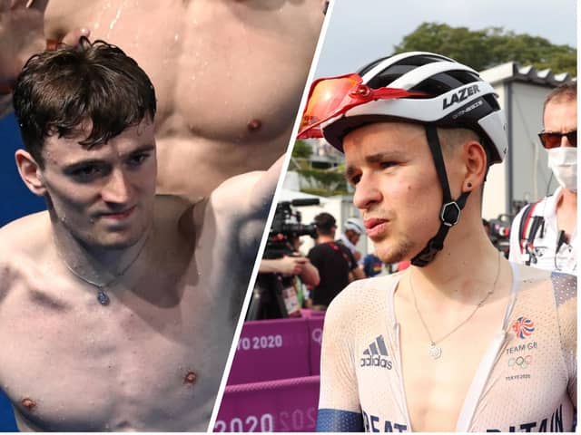 GOLDEN HEROES: Leeds diving star Matty Lee, left, and mountain bike winner, Tom Pidcock. Pictures: Getty Images.