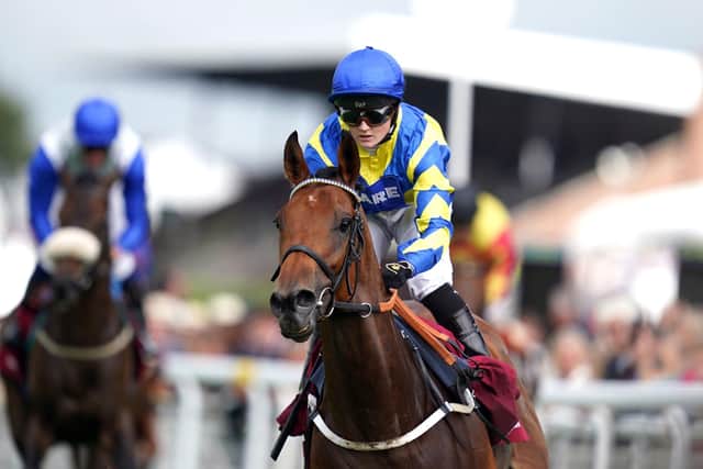 Home and hosed: Hollie Doyle after guiding Trueshan to victory in the Al Shaqab Goodwood Cup Stakes. Picture: John Walton/PA Wire.