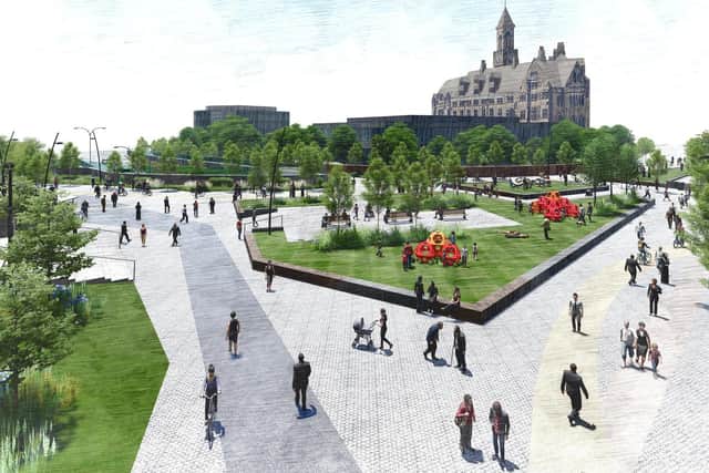 Artist impression of Bradford city centre under new plans to revitalise its infrastructure and green spaces
