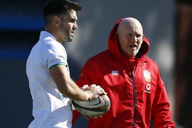 Scrum-half Conor Murray, with British & Irish Lions' kicking coach Neil Jenkins, will start the second Test against South Africa. Pictured: Steve Haag/PA Wire.