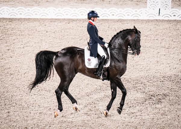 Perfect poise: Great Britain's Charlotte Fry in action during the Dressage Team Grand Prix Special Final at the Equestrian Park on the fourth day of the Tokyo 2020 Olympic Games. Photo:: Danny Lawson/PA Wire.