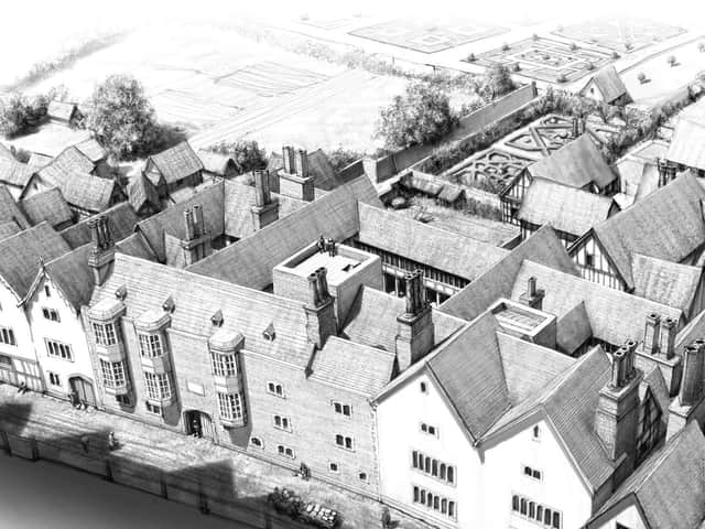 An artist's impression of Thomas Cromwell's London mansion (Pic: PA/University of Exeter)