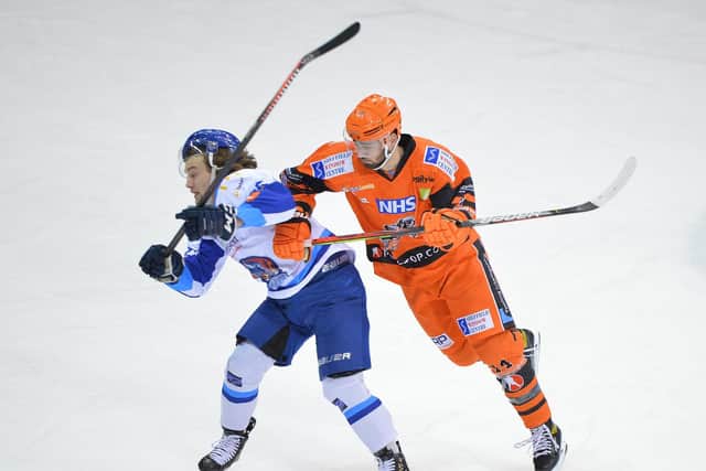 FAMILIAR FACE: Liam Kirk, in action for Sheffield Steelers against Coventry Blaze in the recent Elite Series in Nottingham. Picture courtesy of EIHL/Dean Woolley.
