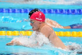 Missing out: City of York’s James Wilby on his way to sixth place in the men’s 200m breaststroke final at Tokyo Aquatics Centre. Picture: PA