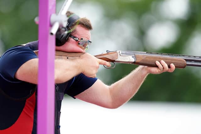 On target: Great Britain's Matthew Coward-Holley competes in the men's trap shooting.