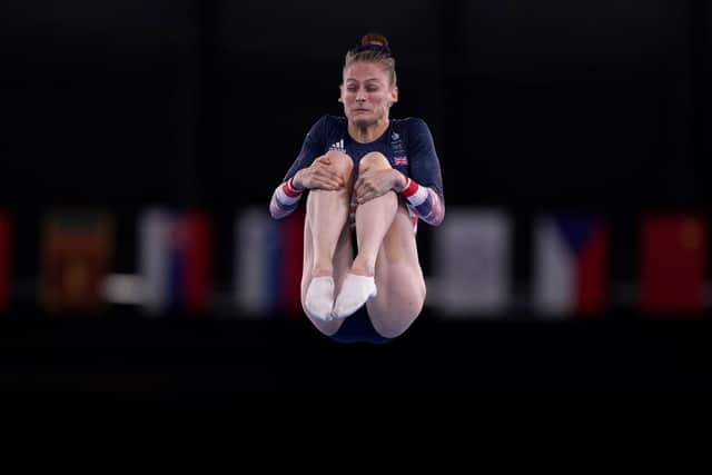 Bouncing: Bryony Page in action during the women's trampoline.