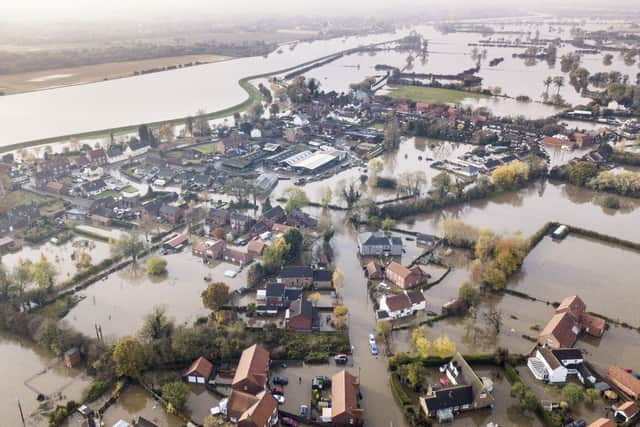 An aerial photo of Fishlake at the height of its floods in November 2019.