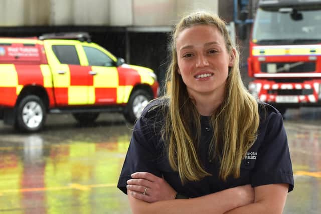 Firefighter Lauren Nicholls. Image courtesy of West Yorkshire Fire and Rescue Service.