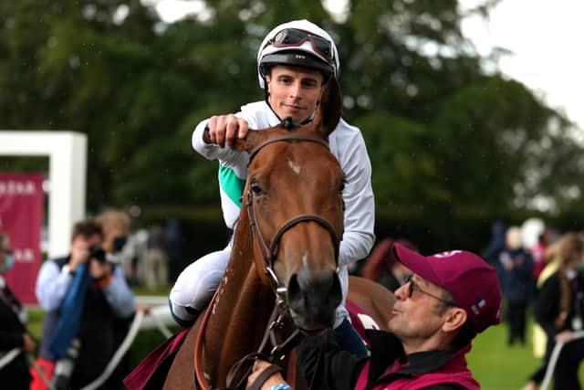 Suesa ridden by jockey William Buick after winning the King George Qatar Stakes (Group 2) race during day four of the Goodwood Festival at Goodwood Racecourse.