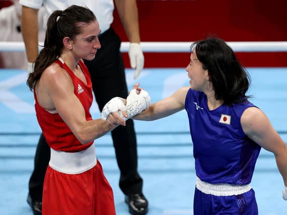 BRONZE: For GB boxer Karriss Artingstall, left. Picture: Getty Images.