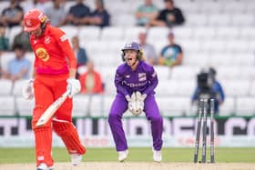 WIDE APPEAL: Northern Superchargers' Lauren Winfield-Hill celebrates stumping Welsh Fire's Sarah Taylor. Picture by Allan McKenzie/SWpix.com