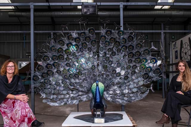 Janet Fraser and Katie Ventress spent around 800 hours on creating the peacock. Picture: Ernesto Rogata.