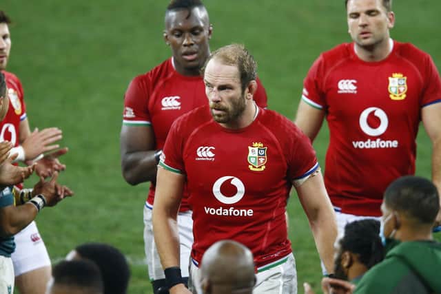 British & Irish Lions' captain Alun Wyn Jones, walks off the pitch following the second Test defeat to South Africa in Cape Town. Picture: Steve Haag/PA