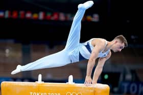 Max Whitlock on his way to winning the Men's Pommel Horse Final at the Ariake Gymnastics Centre. Picture: Mike Egerton/PA