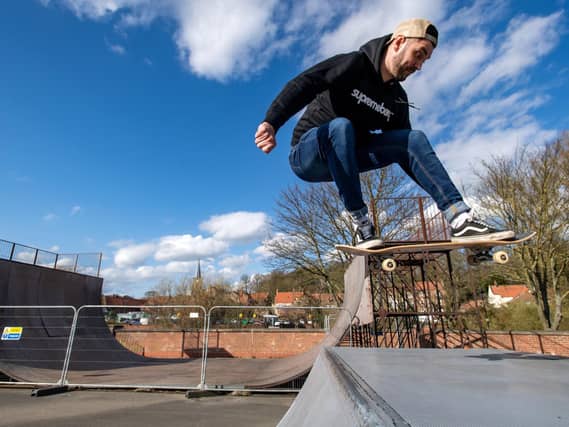 Campaigner Ryan Swain pictured at the skate park near Malton where the battle is ongoing to save a rare half pipe ramp