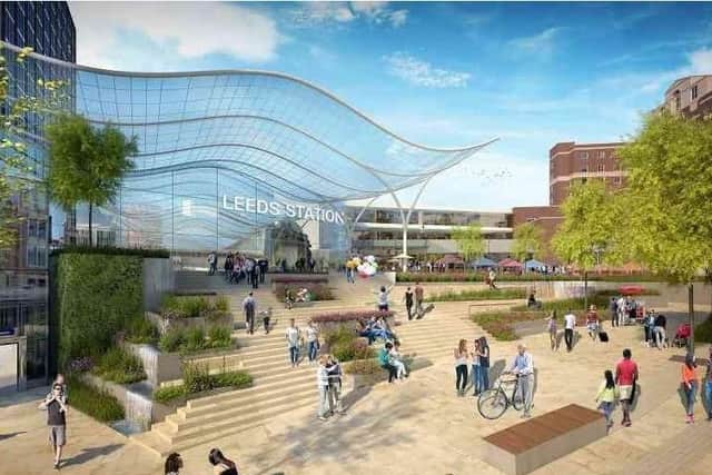 An artist's impression of the planned new HS2 station in Leeds.
