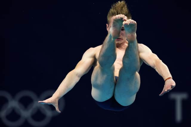 City of Leeds diver Jack Laugher in Olympic action yesterday.