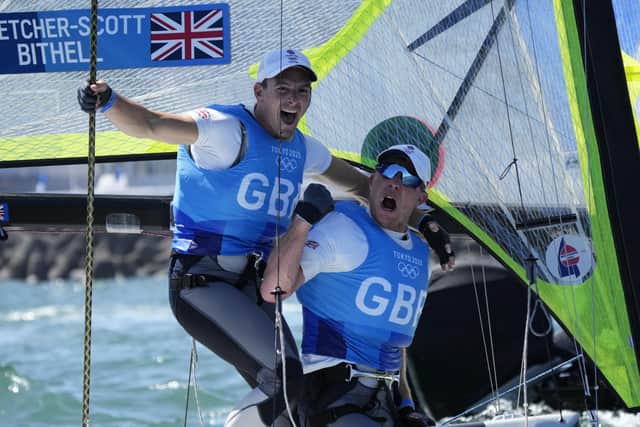 Ruling the waves: Britain's Dylan Fletcher and Stuart Bithell celebrate.