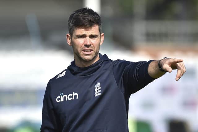 England's James Anderson during nets practice. (AP Photo/Rui Vieira)