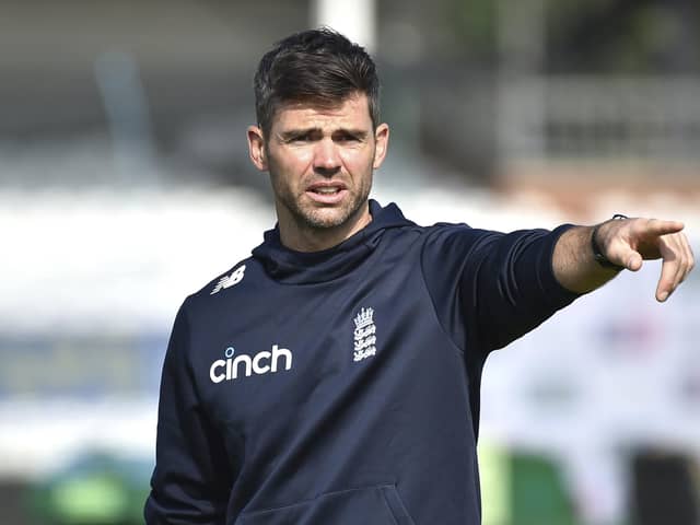 England's James Anderson during nets practice. (AP Photo/Rui Vieira)