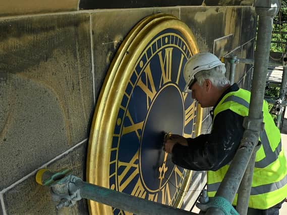 The two-faced clock on the North Quadrant of the house has been repaired free of charge by South Yorkshire based horologist Andrew Bates.