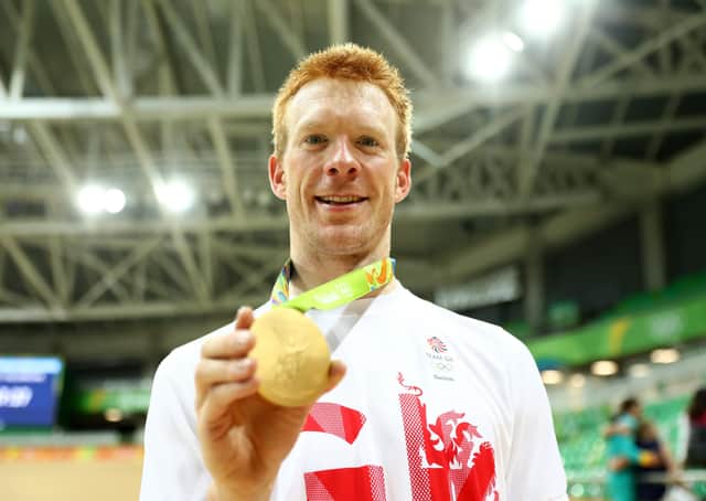 Ed Clancy as he was best known, with a gold medal around his neck (Picture: Getty Images)