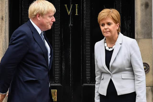 Boris Johnson meeting Nicola Sturgeon at Bute House, Edinburgh, in July 2019; he's declined to meet the First Minister during his latest visit to Scotland.