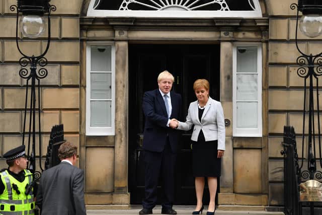 Boris Johnson meeting Nicola Sturgeon at Bute House, Edinburgh, in July 2019; he's declined to meet the First Minister during his latest visit to Scotland.