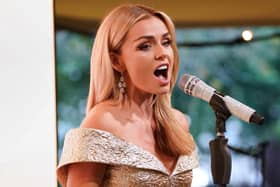 Katherine Jenkins performs during the "A Starry Night In The Nilgiri Hills" event hosted by the Elephant Family in partnership with the British Asian Trust at Lancaster House on July 14, 2021 in London, England.(Photo by Jonathan Brady - WPA Pool/Getty Images)