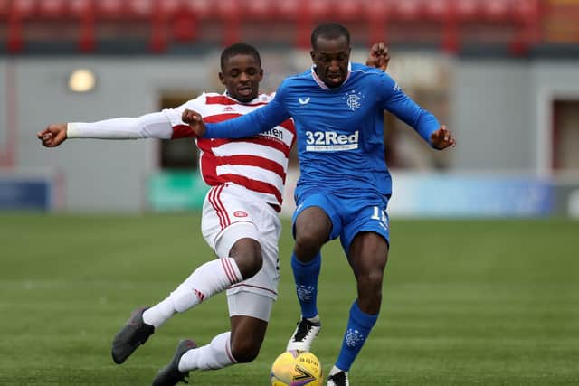 Hamilton Academicals' Hakeem Odoffin, left, has joined Rotherham United on a three-year deal. Picture: Jane Barlow/PA
