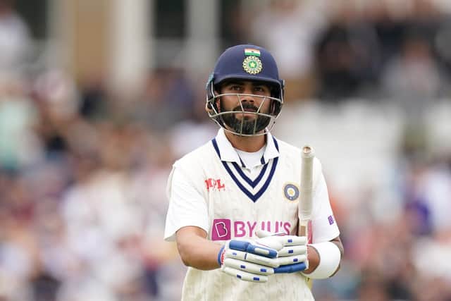 Early exit: India's Virat Kohli walks off dejected after getting out on his first ball from James Anderson. Picture: Tim Goode/PA Wire.