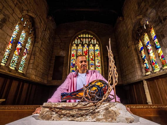Chris Day at his new exhibition in the church on the Harewood estate. (Picture: Charlotte Graham)